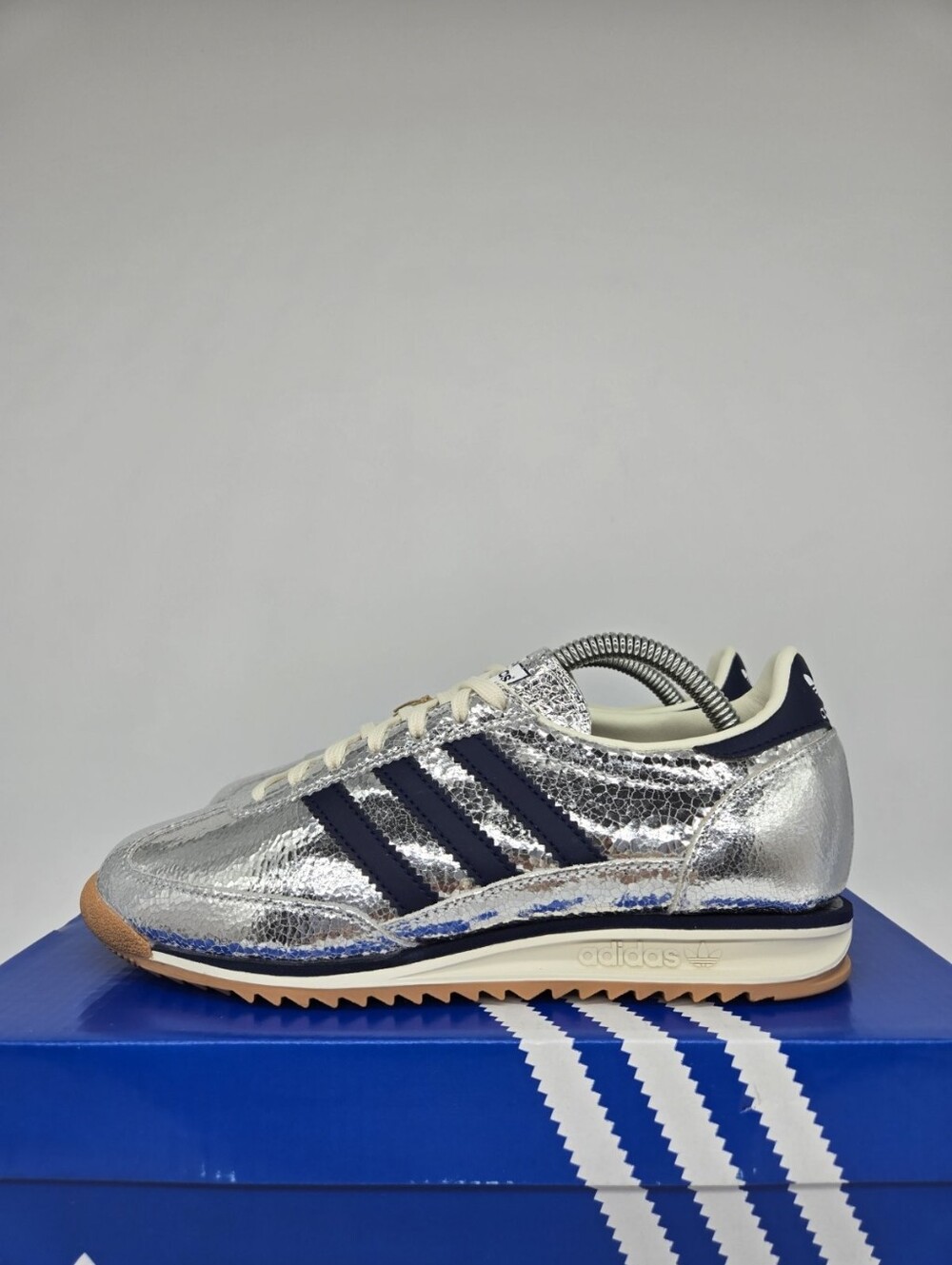 adidas Women's SL 72 OG JH8654 Silver Metallic Collegiate Navy Shoes Size 6
